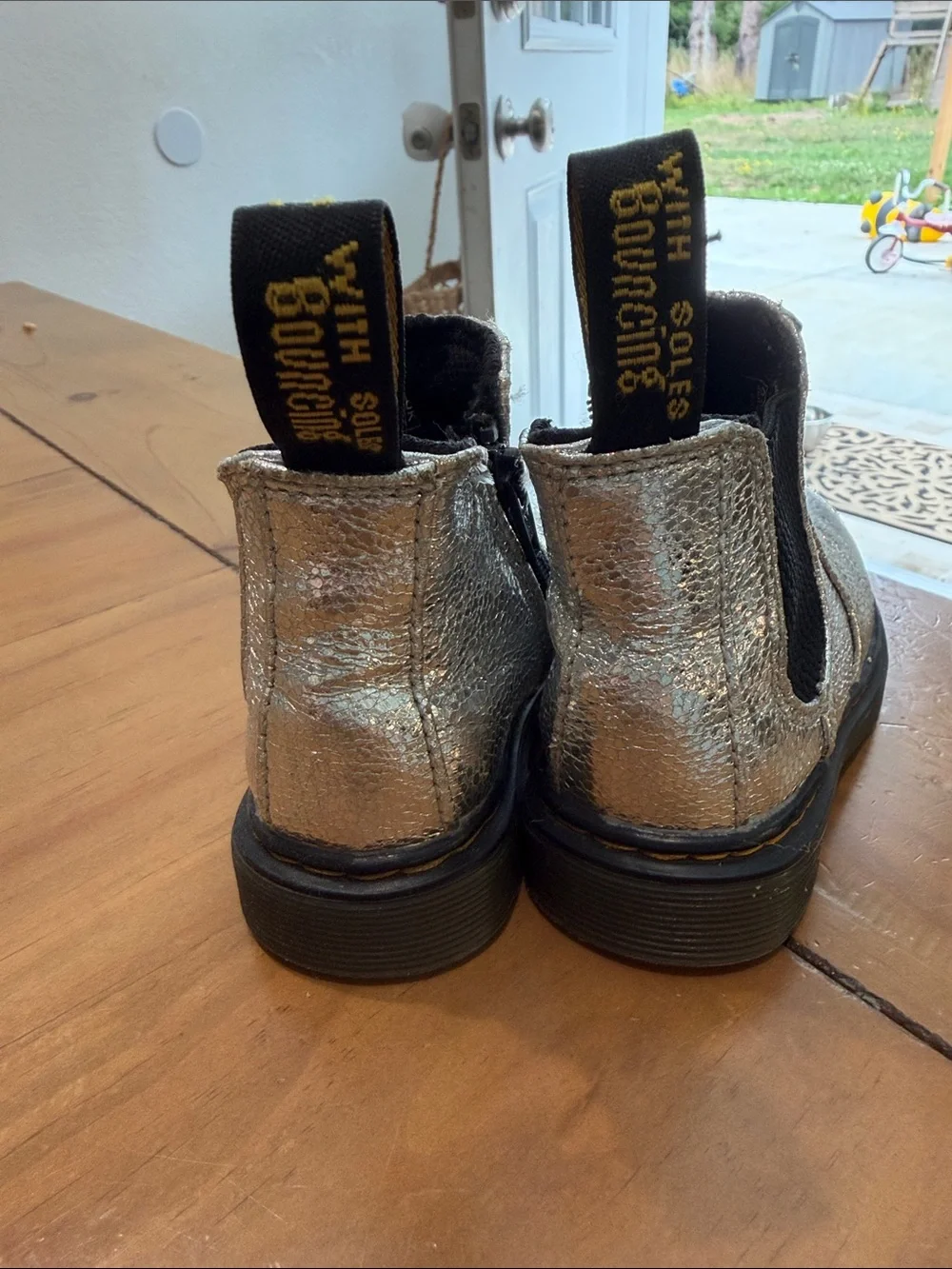 Dr. Martens Kids Silver Metallic Chelsea Boots